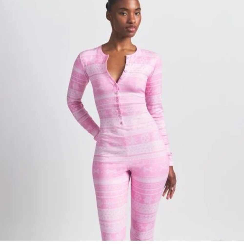 SKIMS Logo Limited Edition Plush Pontelle Henley Onsie